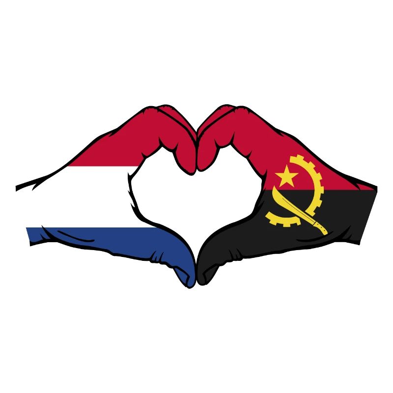 Hollande Angola Drapeau Mains Coeur Forme