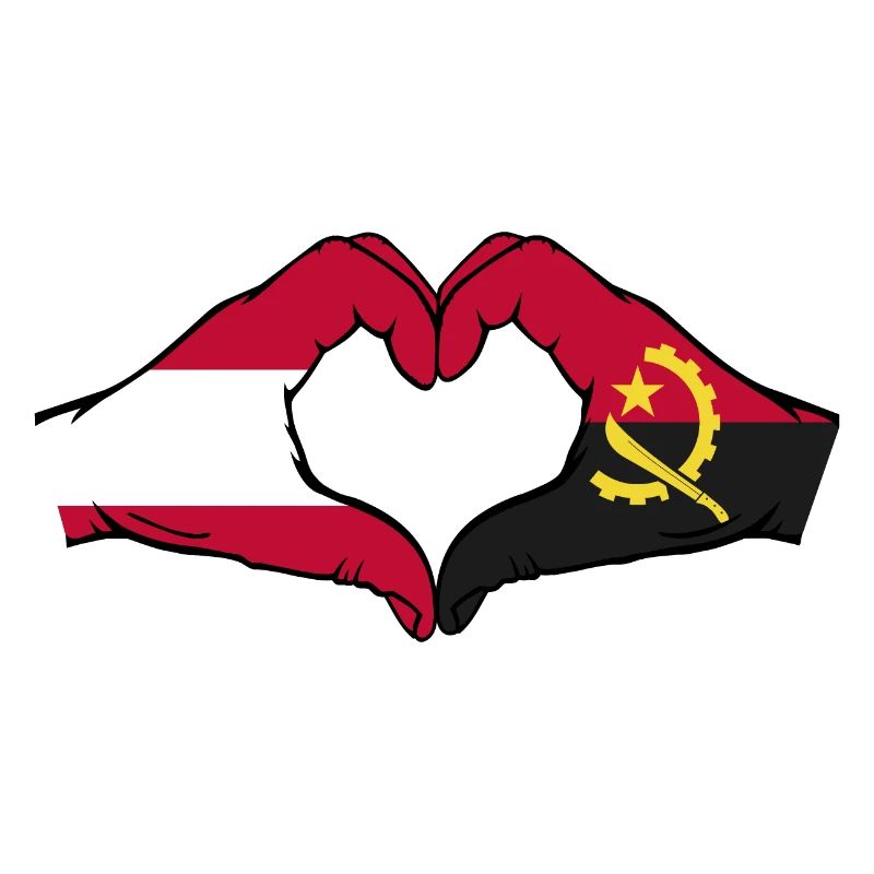 Autriche Angola Drapeau Mains Coeur Forme