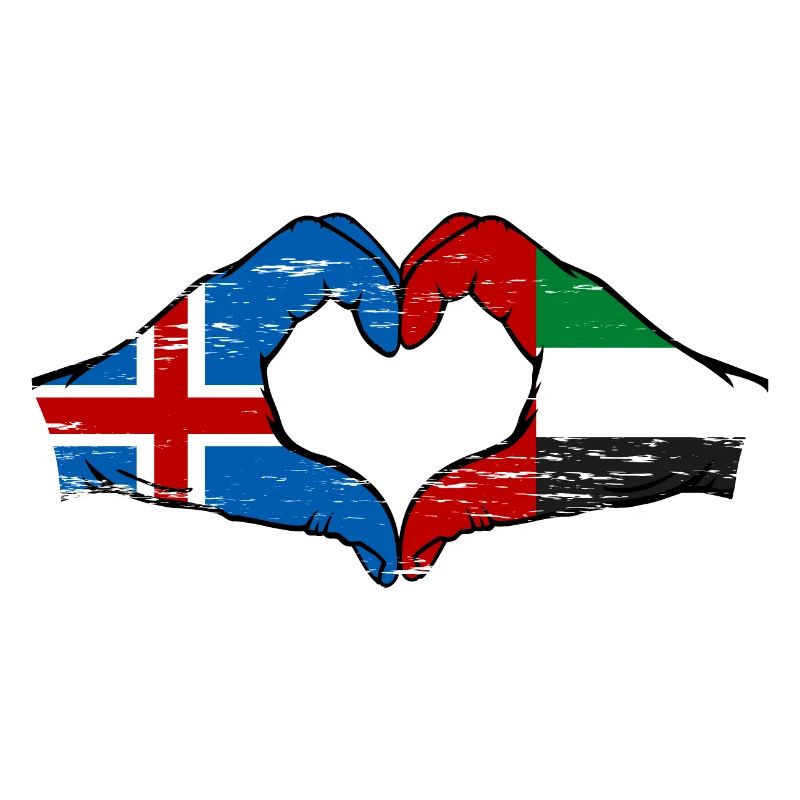 Islande Émirats arabes unis Drapeau Coeur