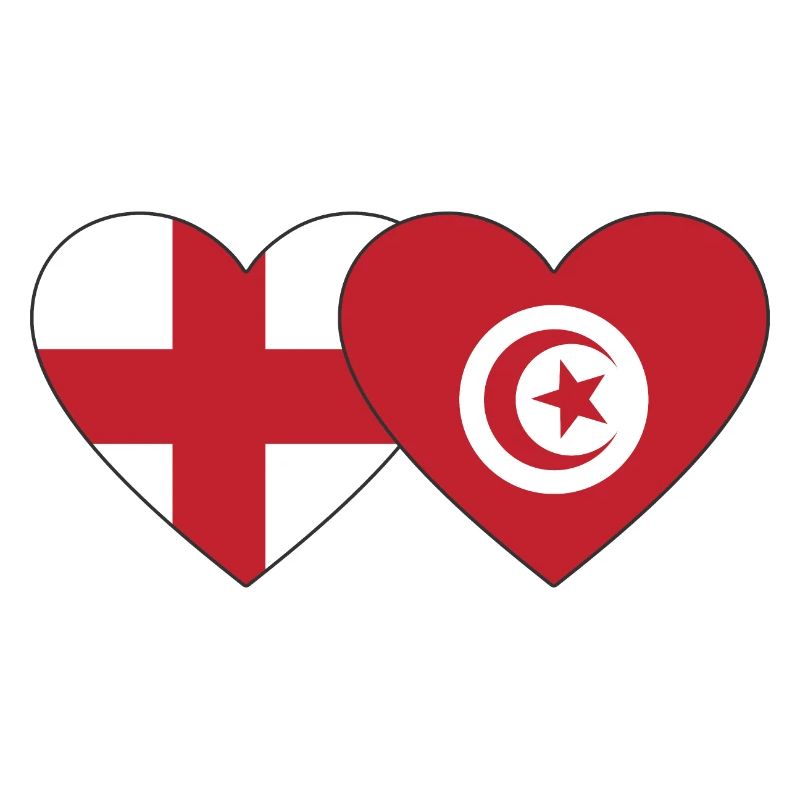 Angleterre Tunisie Drapeau Coeur