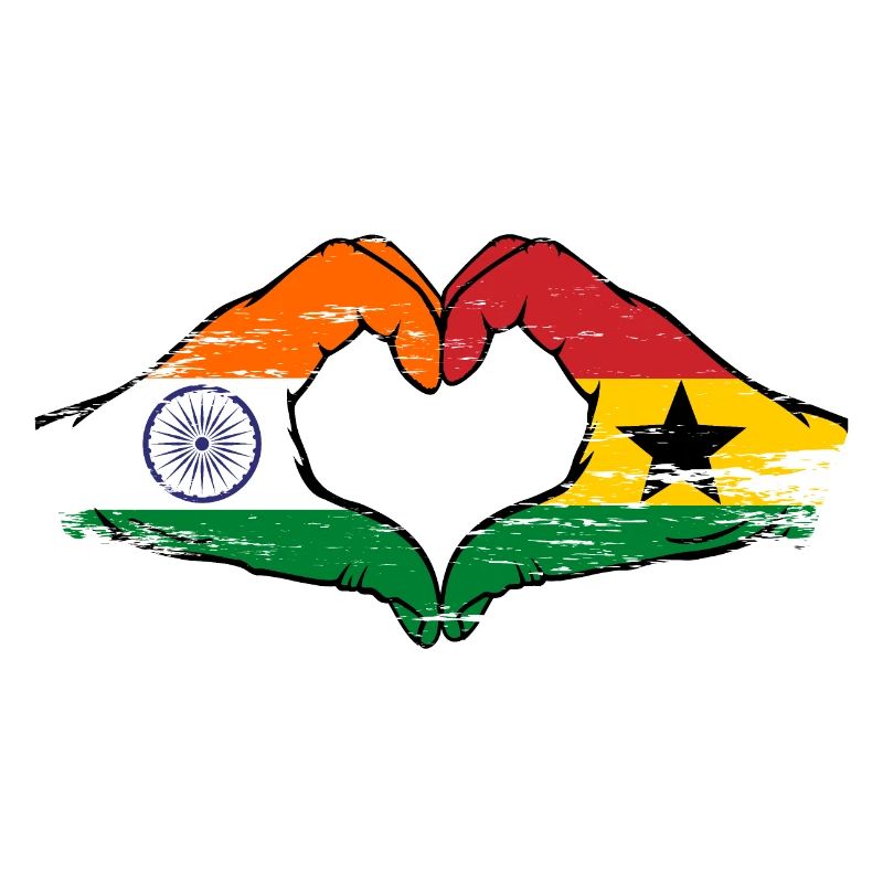 India Ghana flag hands heart shape used