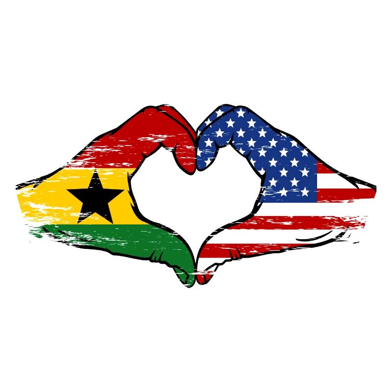 Ghana États-Unis drapeau mains forme de coeur utilisé