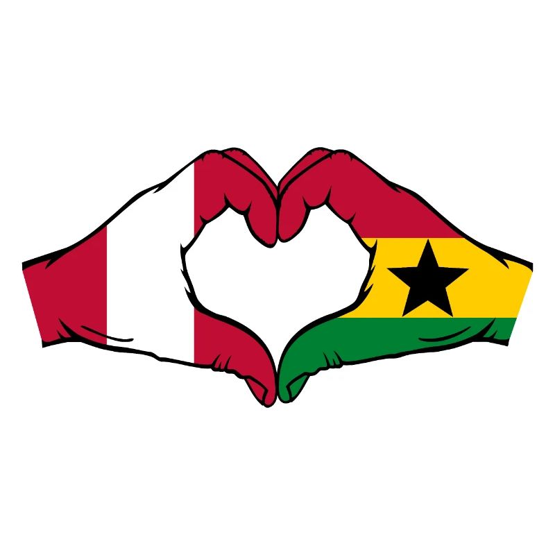 Peru Ghana Flag Hands Heart Shape