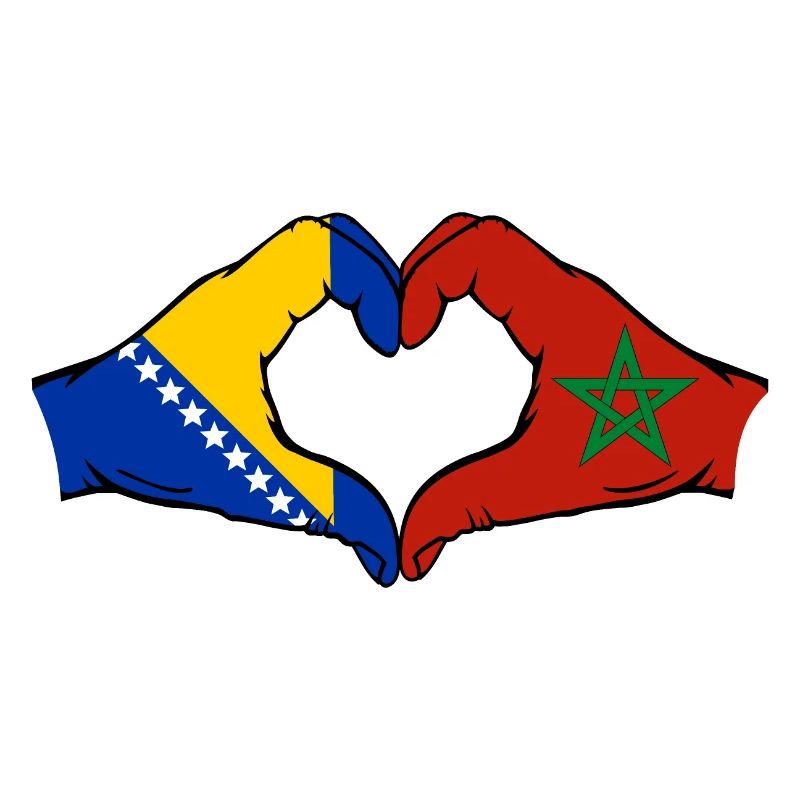Bosnie Maroc Drapeau Mains Coeur Forme