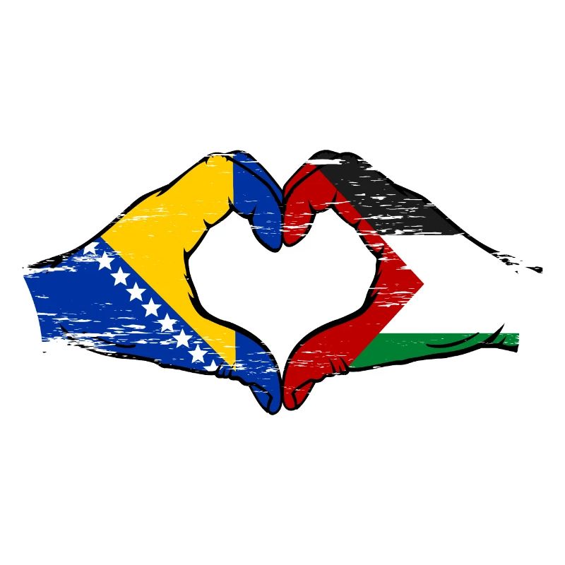 Bosnie Palestine drapeau mains forme de coeur utilisé