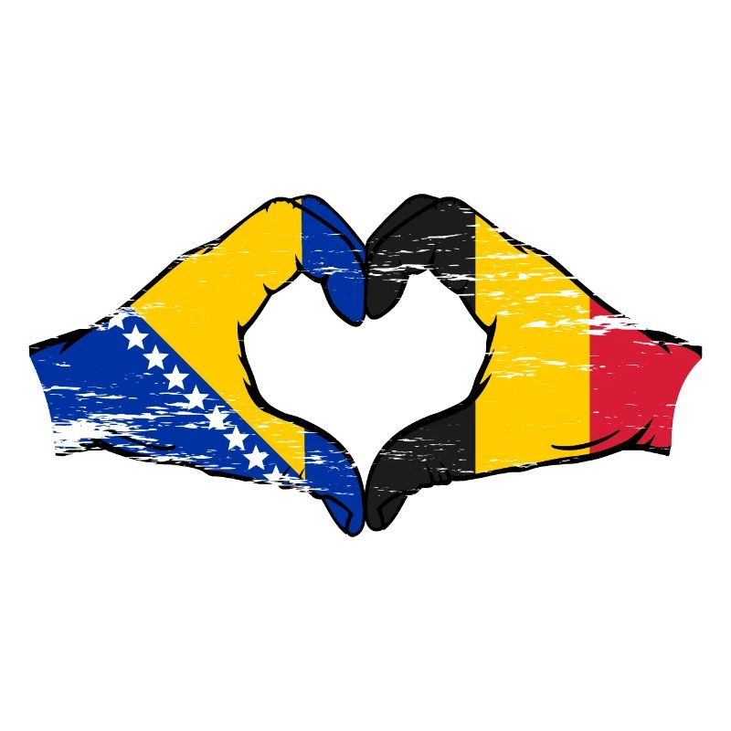 Bosnie Belgique drapeau mains forme coeur utilisé