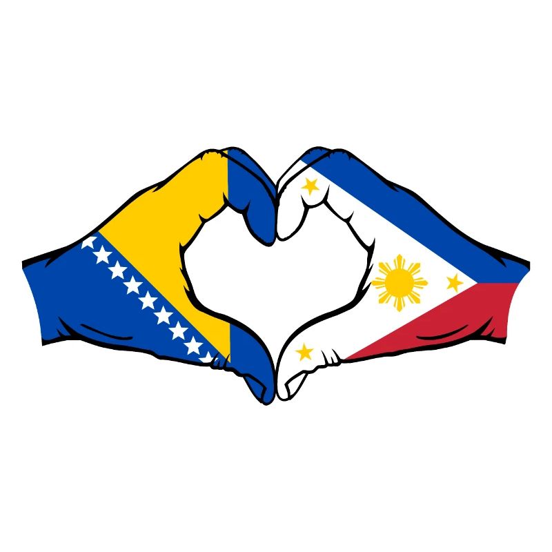 Bosnie Philippines Drapeau Mains Coeur Forme