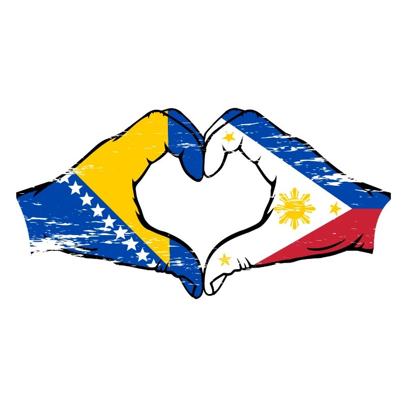 Bosnie Philippines drapeau mains forme de coeur utilisé