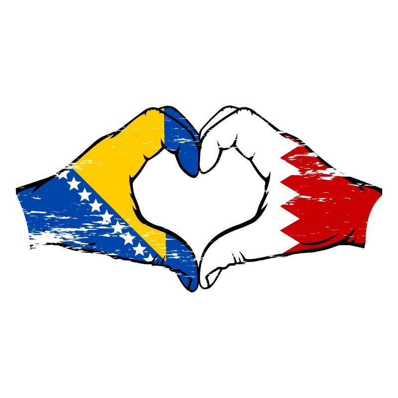 Bosnie Drapeau Bahreïn mains forme de coeur utilisé