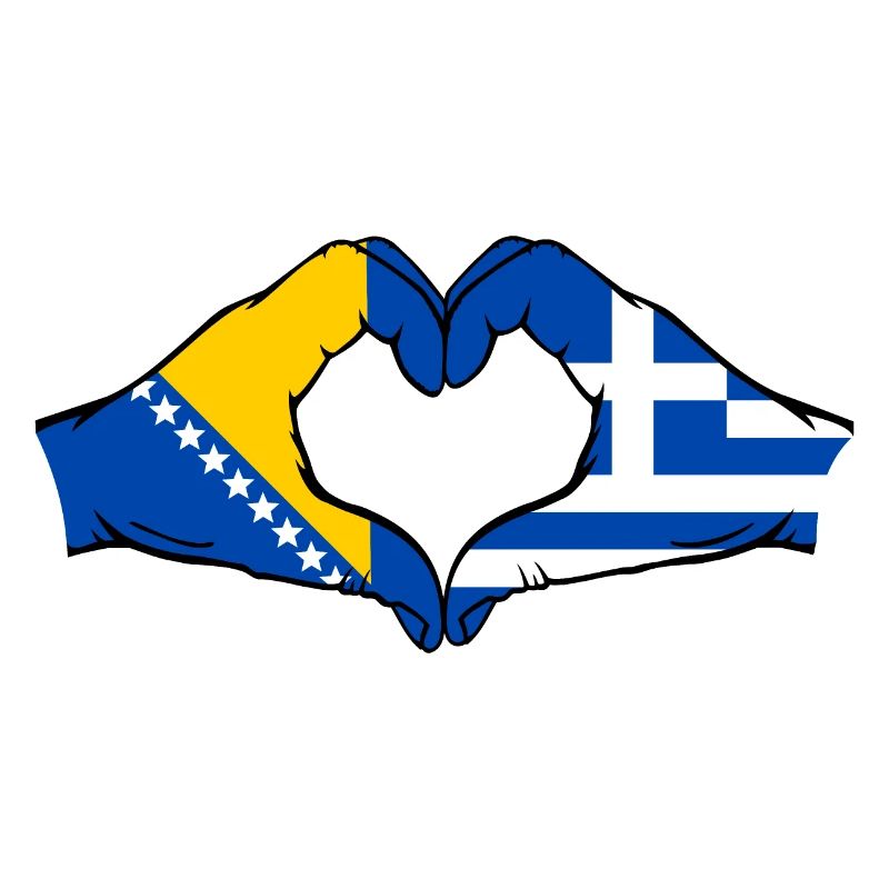 Bosnie Grèce Drapeau Mains Coeur Forme