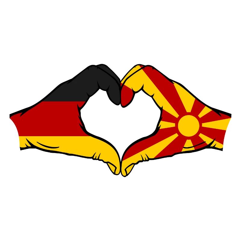 Allemagne Macédoine Drapeau Mains Coeur Forme