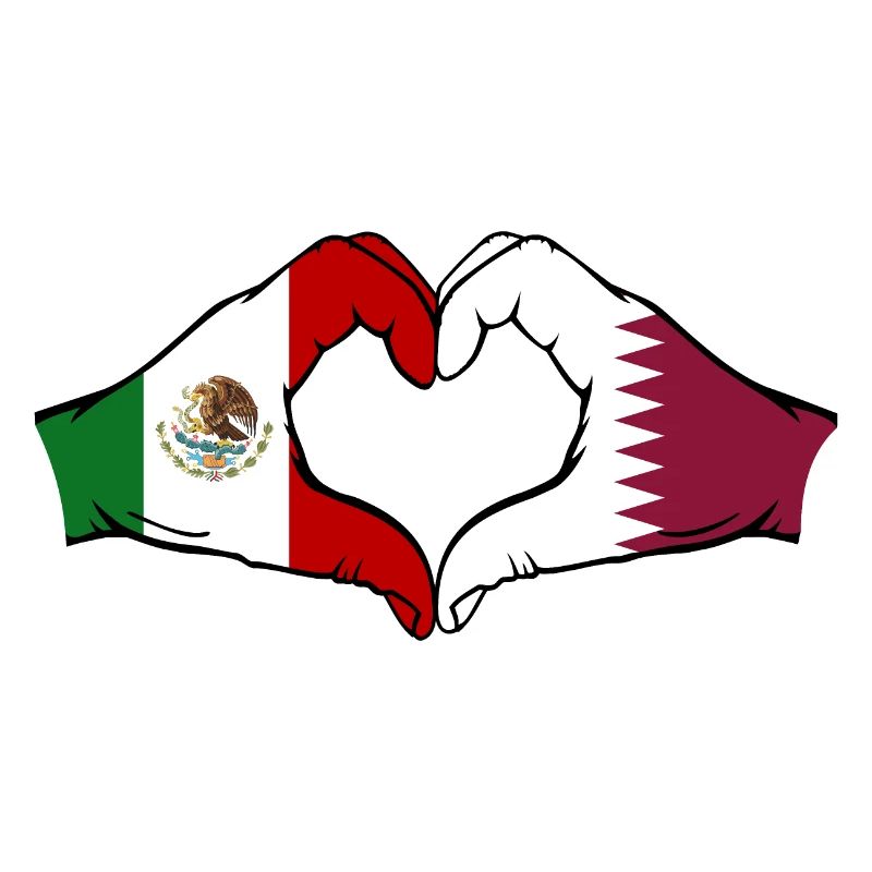 Mexiko Katar Flagge Hände Herzform