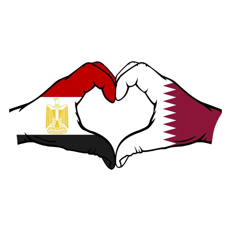 Égypte Qatar drapeau mains forme coeur
