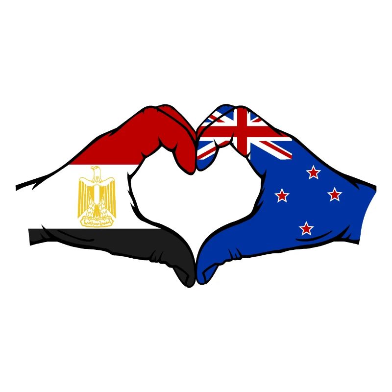 Égypte Nouvelle-Zélande drapeau mains forme coeur