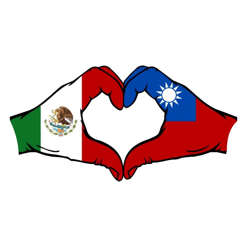 Mexique Taiwan drapeau mains forme de coeur