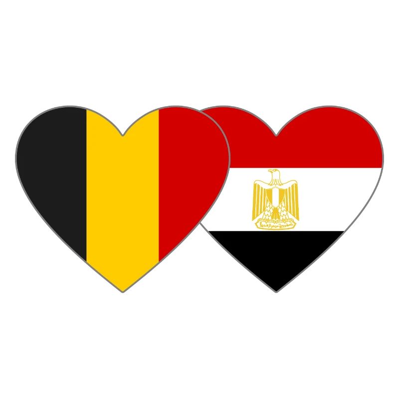 Belgique Égypte Drapeau Mains Coeur Forme