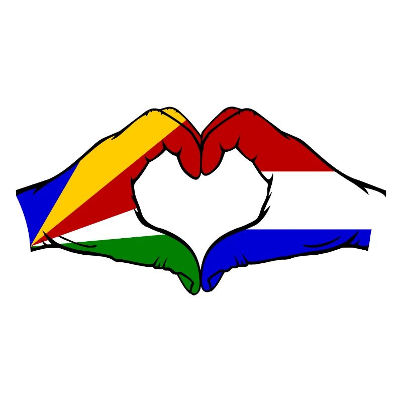 Seychelles Hollande Drapeau Mains Coeur Forme