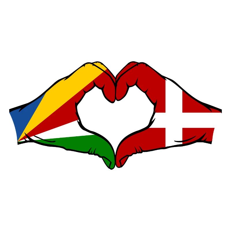 Seychelles Danemark Drapeau Mains Coeur Forme