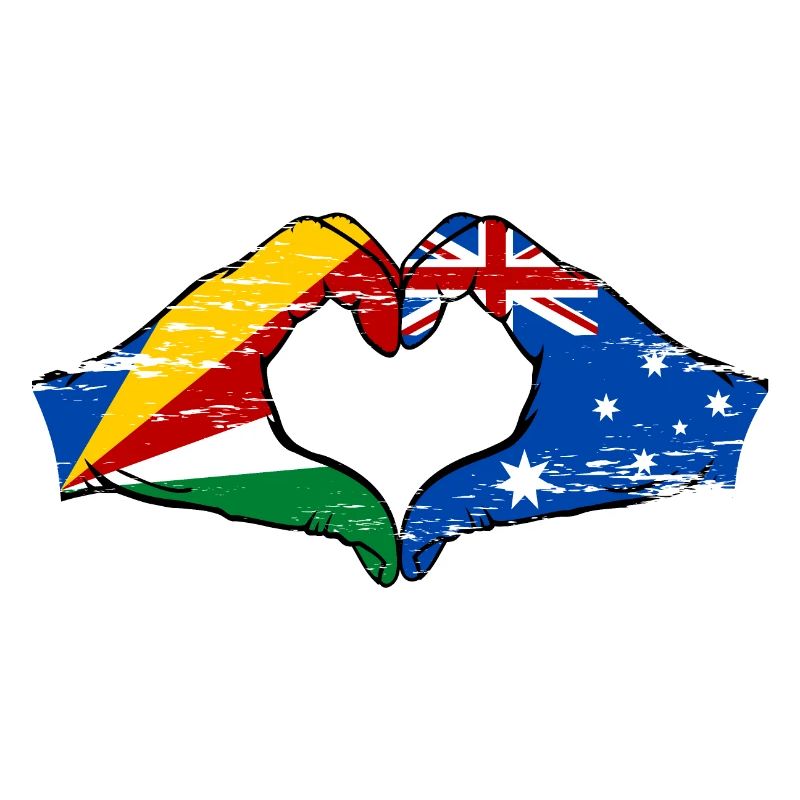 Seychelles Australie drapeau mains forme de coeur utilisé