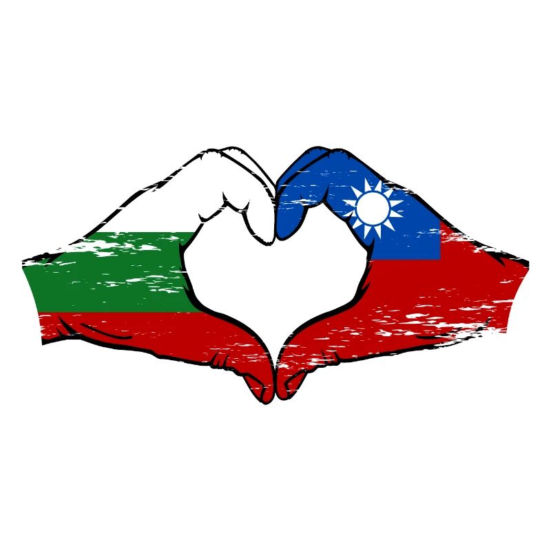 Bulgarie Taïwan drapeau mains forme de coeur utilisé