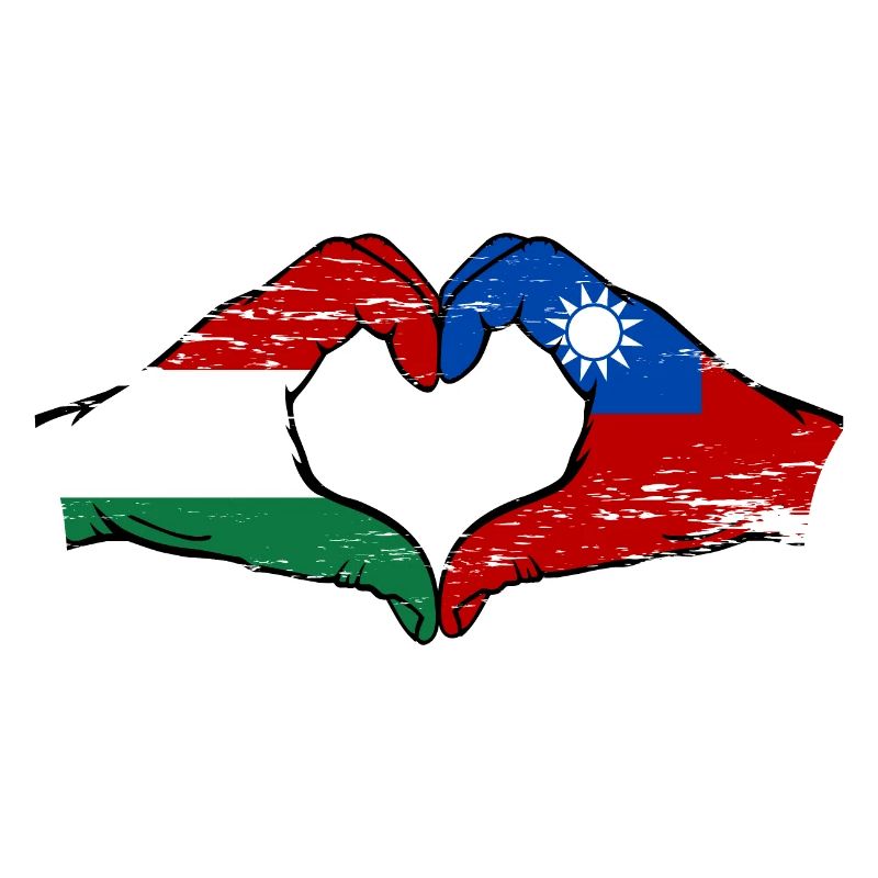 Hongrie Taiwan Drapeau Mains Coeur Forme