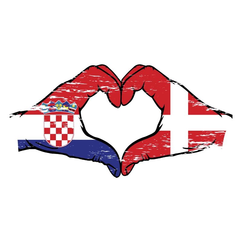 Croatie Danemark drapeau mains forme de coeur utilisé