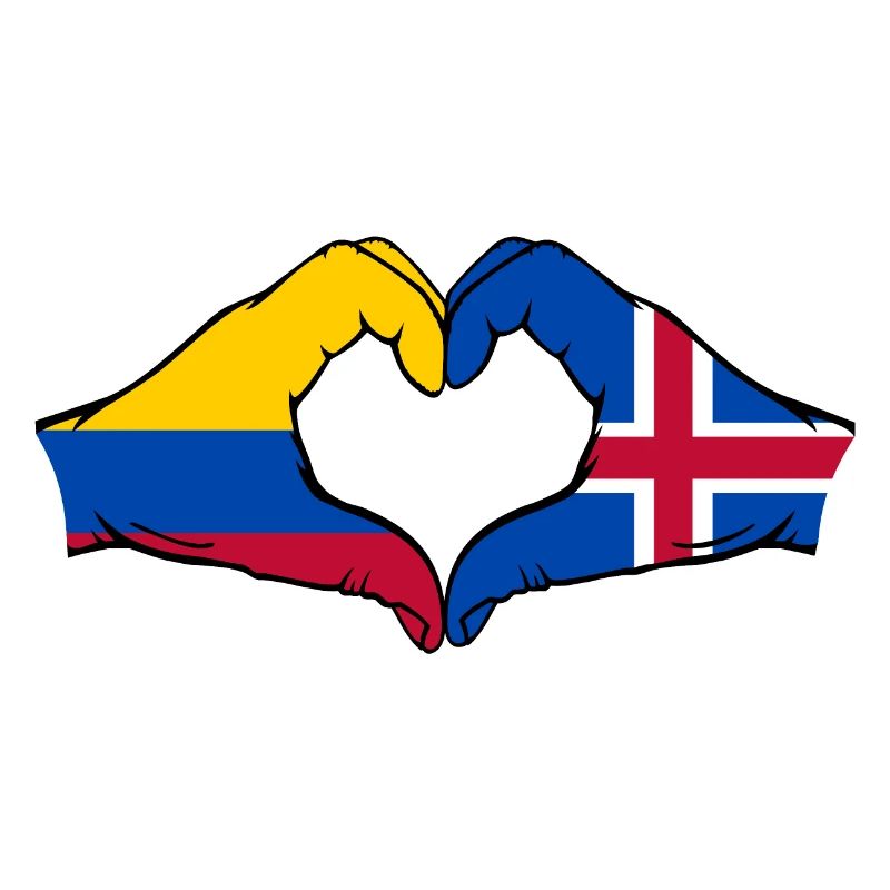 Colombie Islande Drapeau Mains Coeur Forme