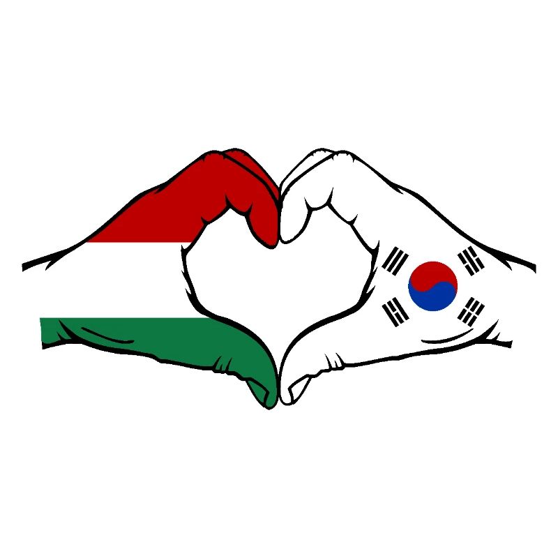 Hongrie Corée du Sud Drapeau Mains Coeur Forme