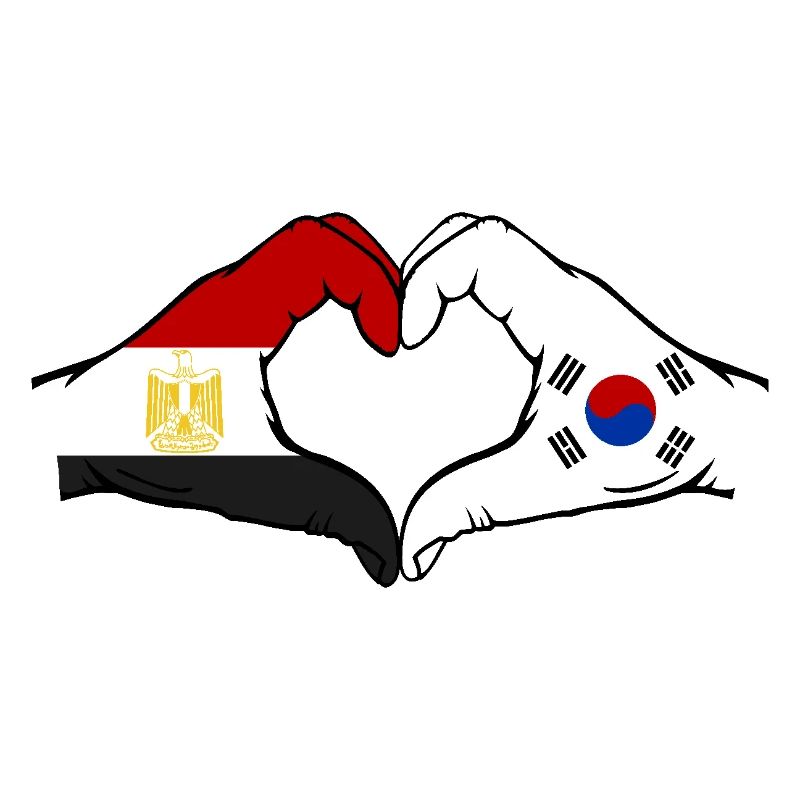 Égypte Corée du Sud Drapeau Mains Coeur Forme