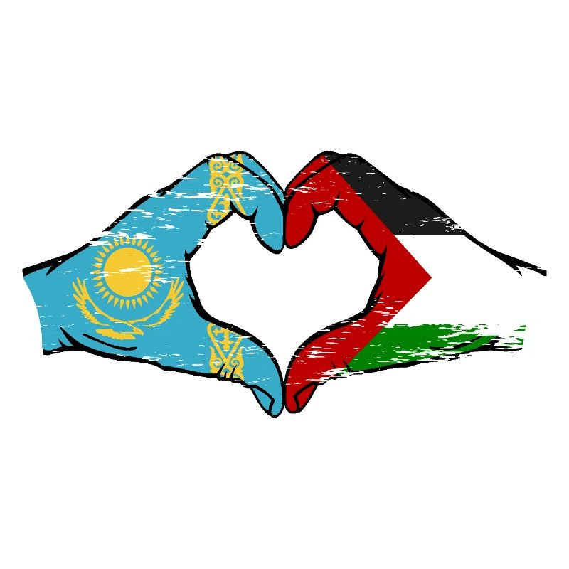 Kazakhstan Palestine drapeau mains forme de coeur utilisé