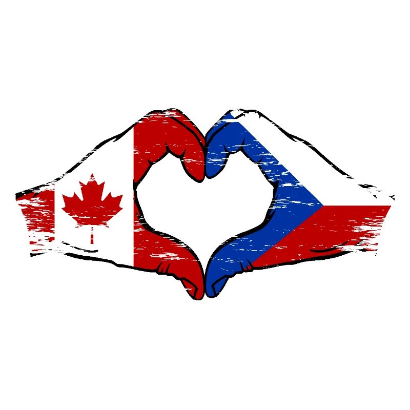 Canada République tchèque drapeau mains forme de coeur utilisé