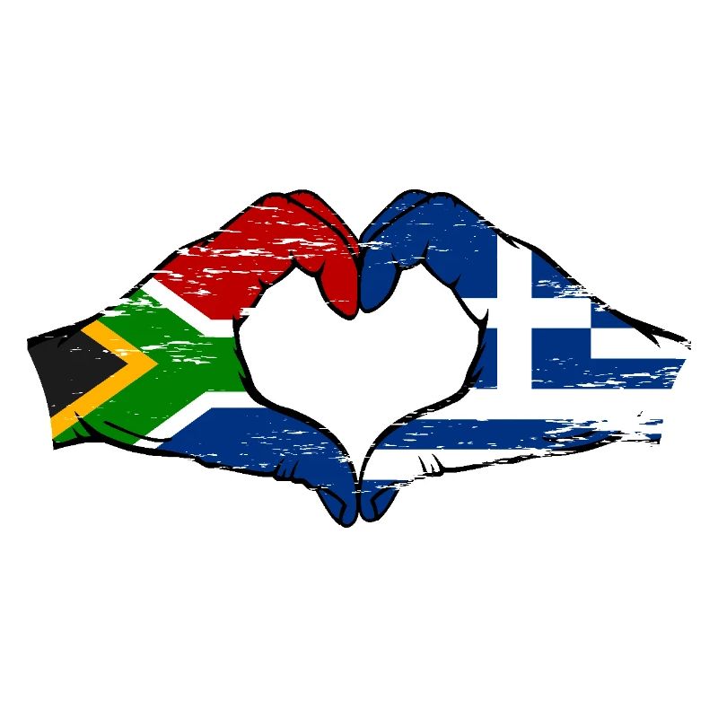 Afrique du Sud Grèce Drapeau Mains Coeur Forme Utilisé