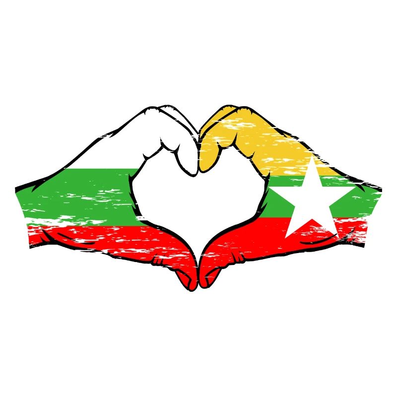 Bulgarie Myanmar drapeau mains forme de coeur utilisé