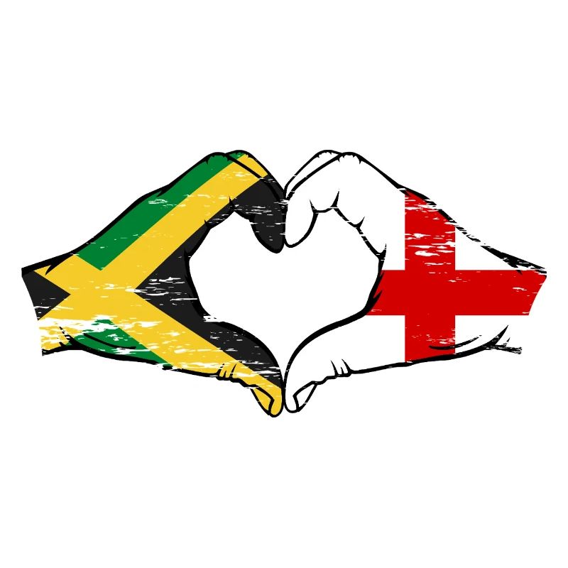Jamaïque Angleterre Mains Forme Coeur Utilisé