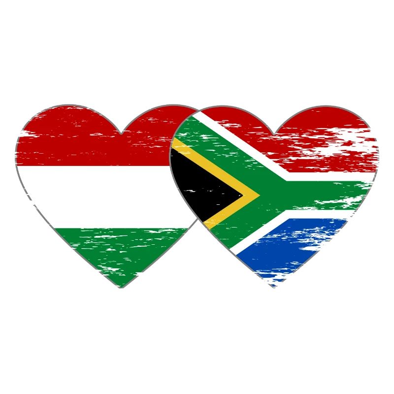 Hongrie Afrique du Sud Drapeau Mains Coeur Forme Utilisé
