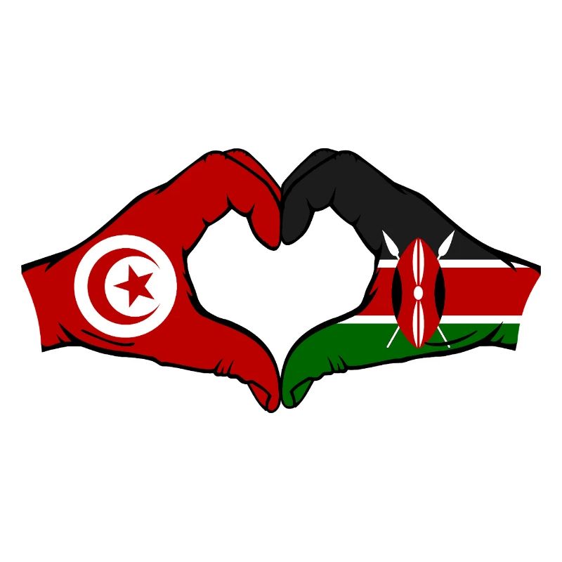 Tunisia Kenya Flag Hands Heart