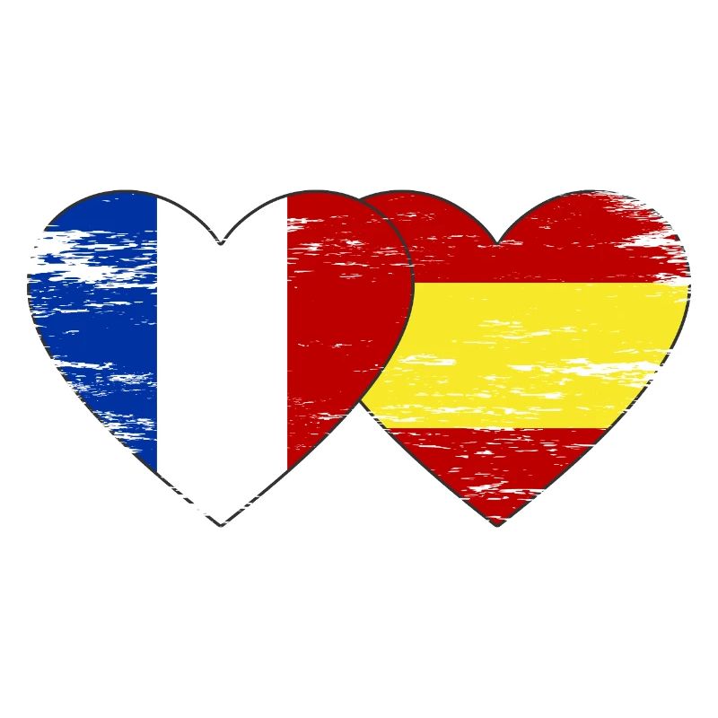 France Espagne Drapeau Mains Coeur Forme Utilisé