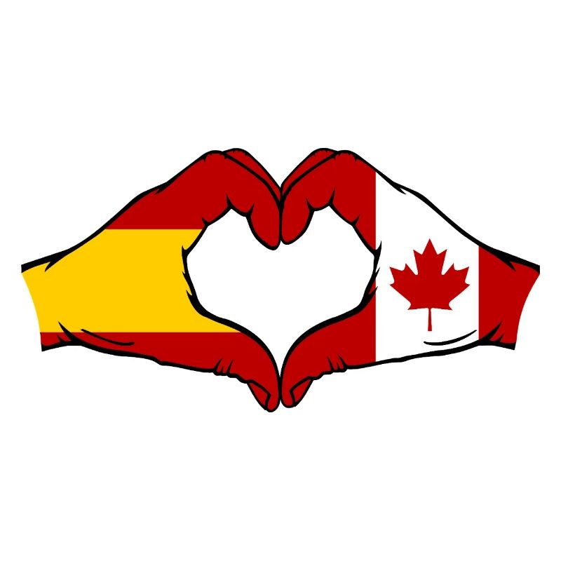 Spain Canada Flag Hands Heart