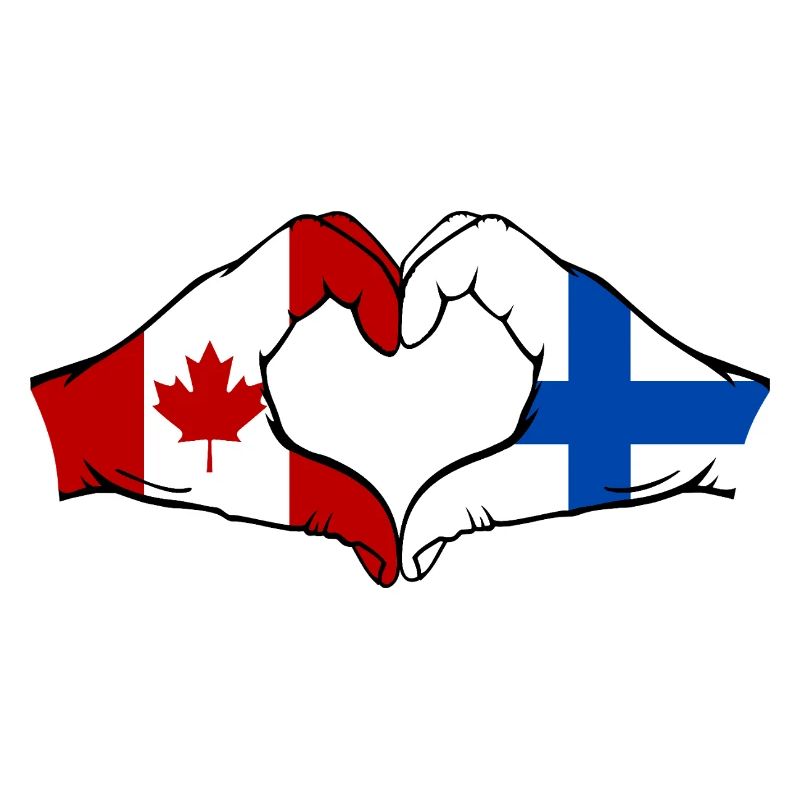 Canada Finlande Drapeau Mains Coeur Forme