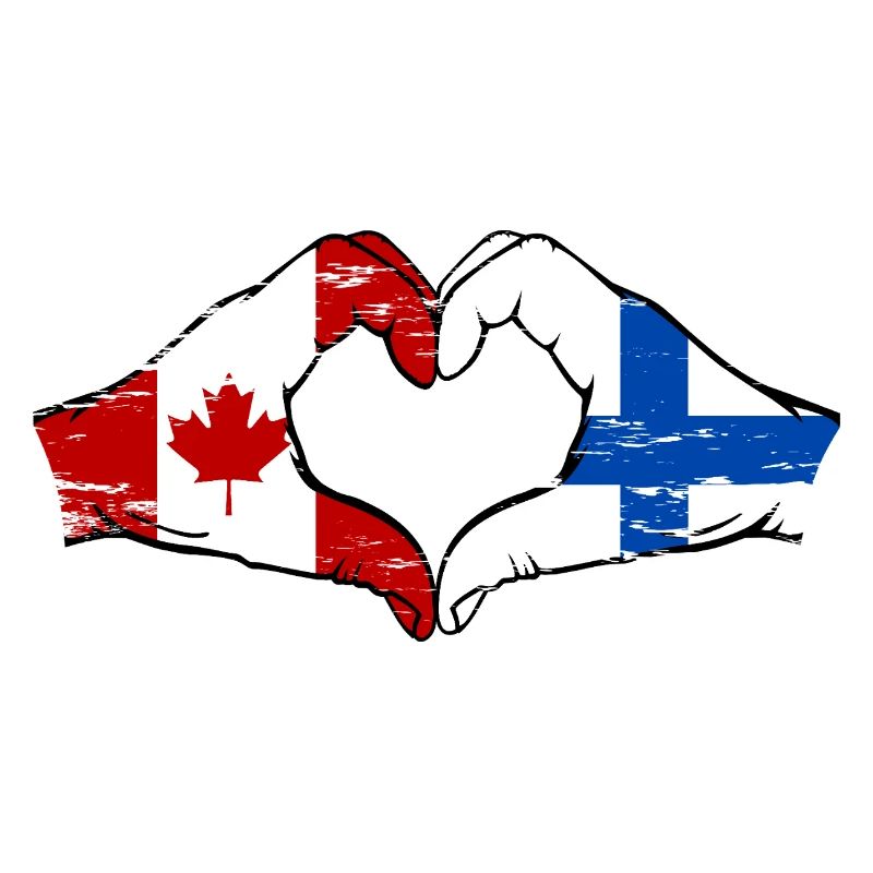 Canada Finlande drapeau mains coeur utilisé