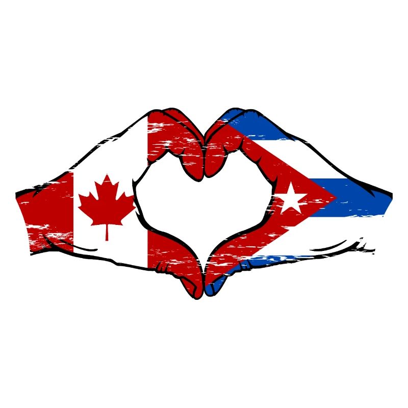 Canada Cuba drapeau mains forme coeur utilisé