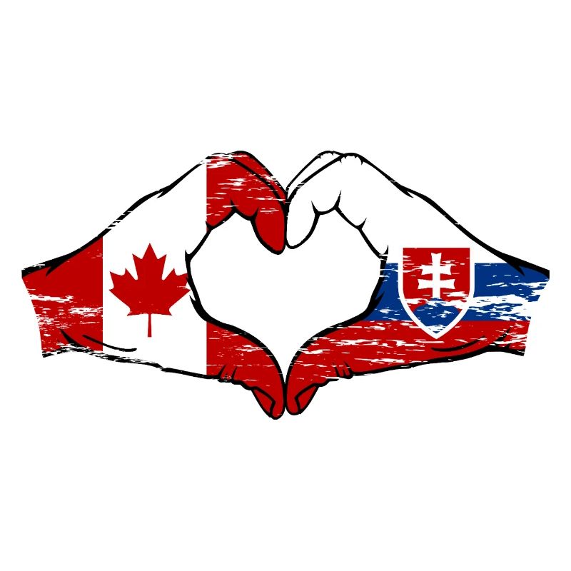 Canada Slovaquie drapeau mains coeur utilisé