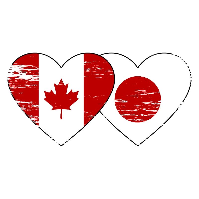 Canada Japon Drapeau Coeur Utilisé