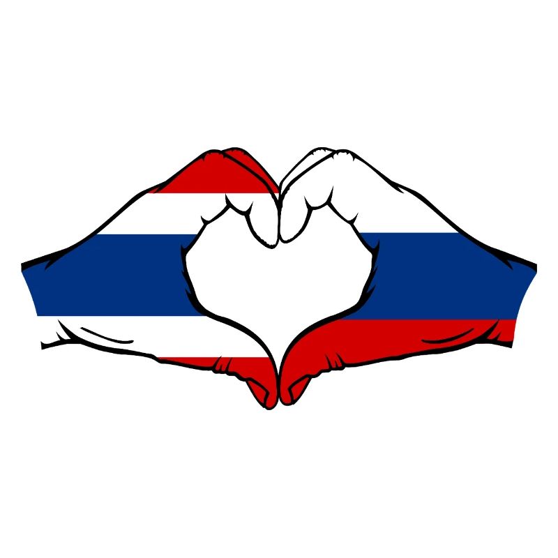 Thaïlande Russie Drapeau Mains Coeur Forme