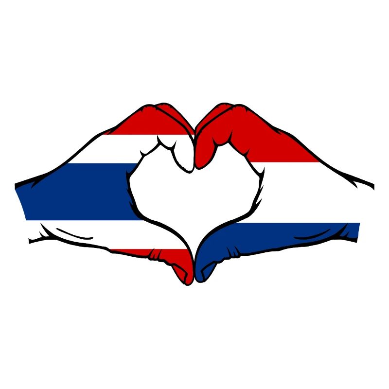 Thaïlande Hollande Drapeau Mains Coeur Forme