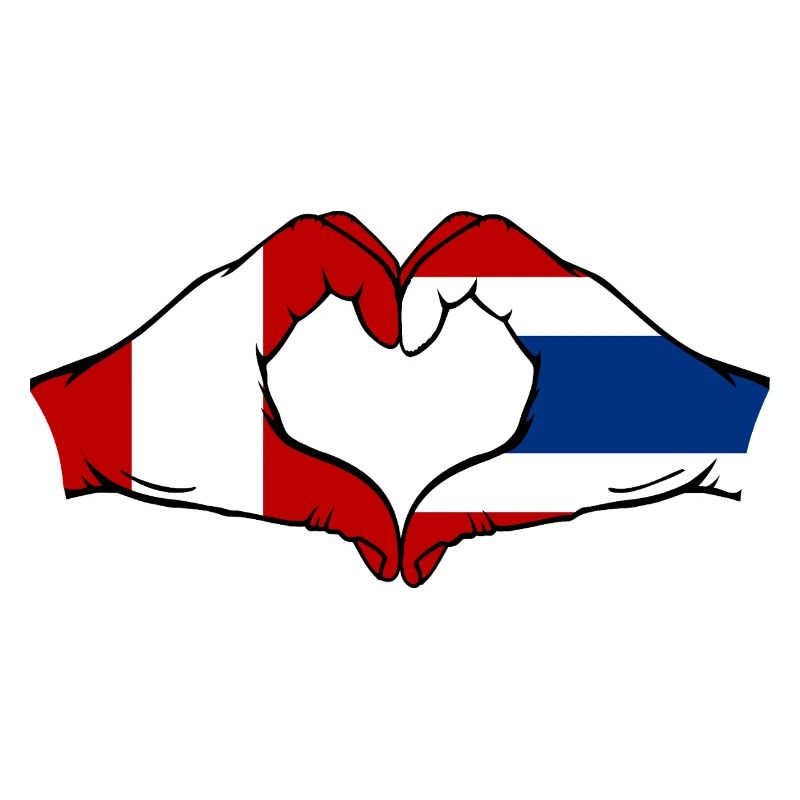 Pérou Thaïlande Drapeau Mains Coeur Forme