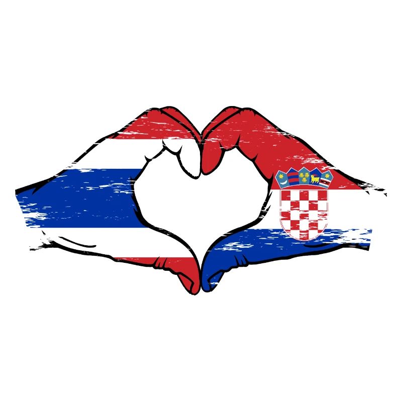 Croatie Drapeau Thaïlande mains forme de coeur utilisé