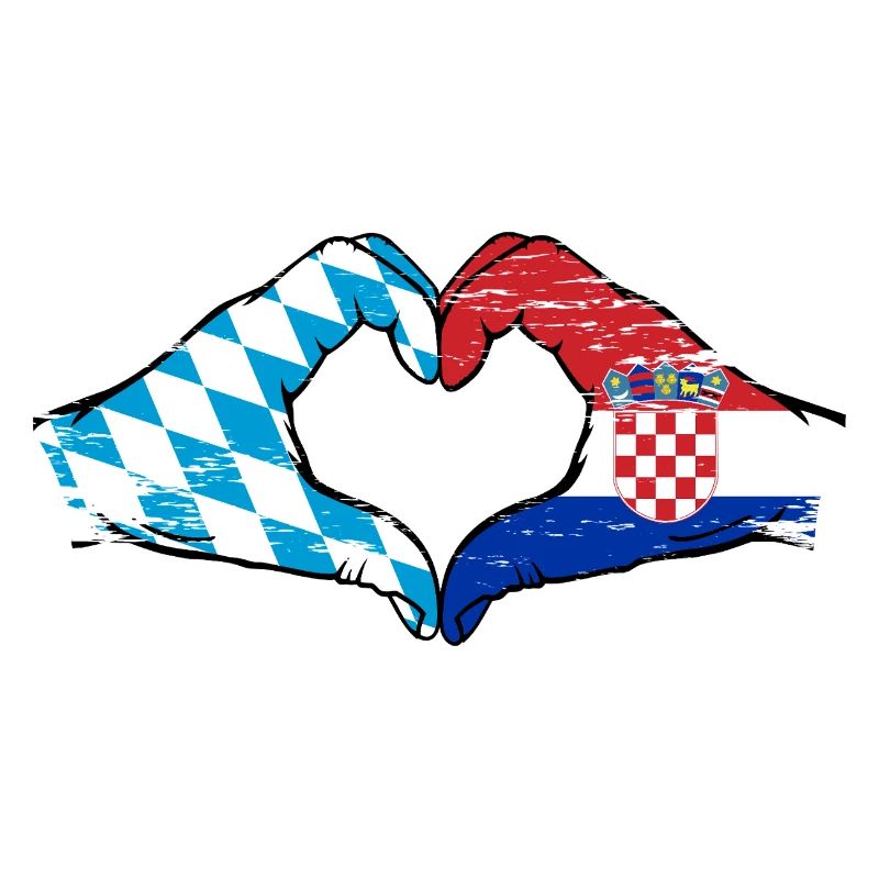 Bavière, Croatie, Drapeau, Mains, Forme de coeur Utilisé
