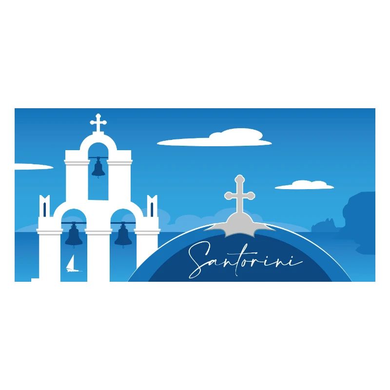 Santorini Panorama von der Kirche aus
