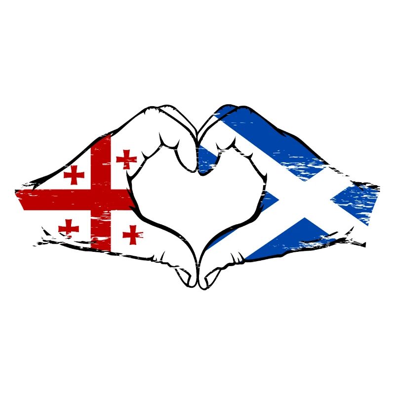 Géorgie Ecosse Drapeau Mains Coeur Forme Utilisé